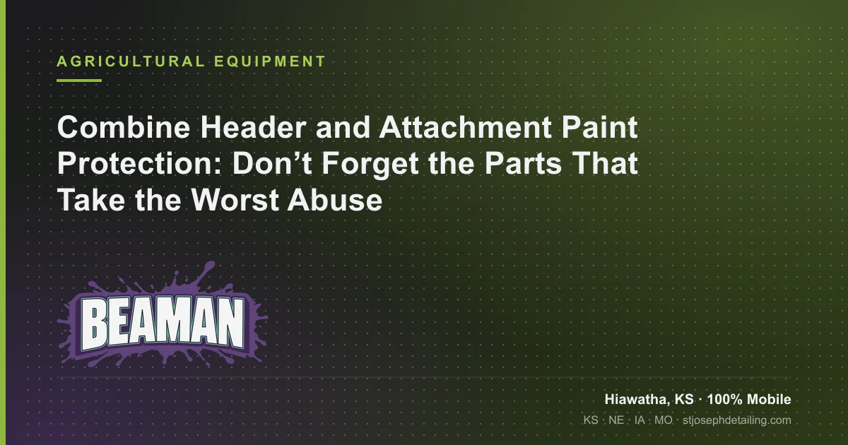 Combine header paint protection and implement ceramic coating on corn heads, drapers and planters — Beaman LLC, Hiawatha KS