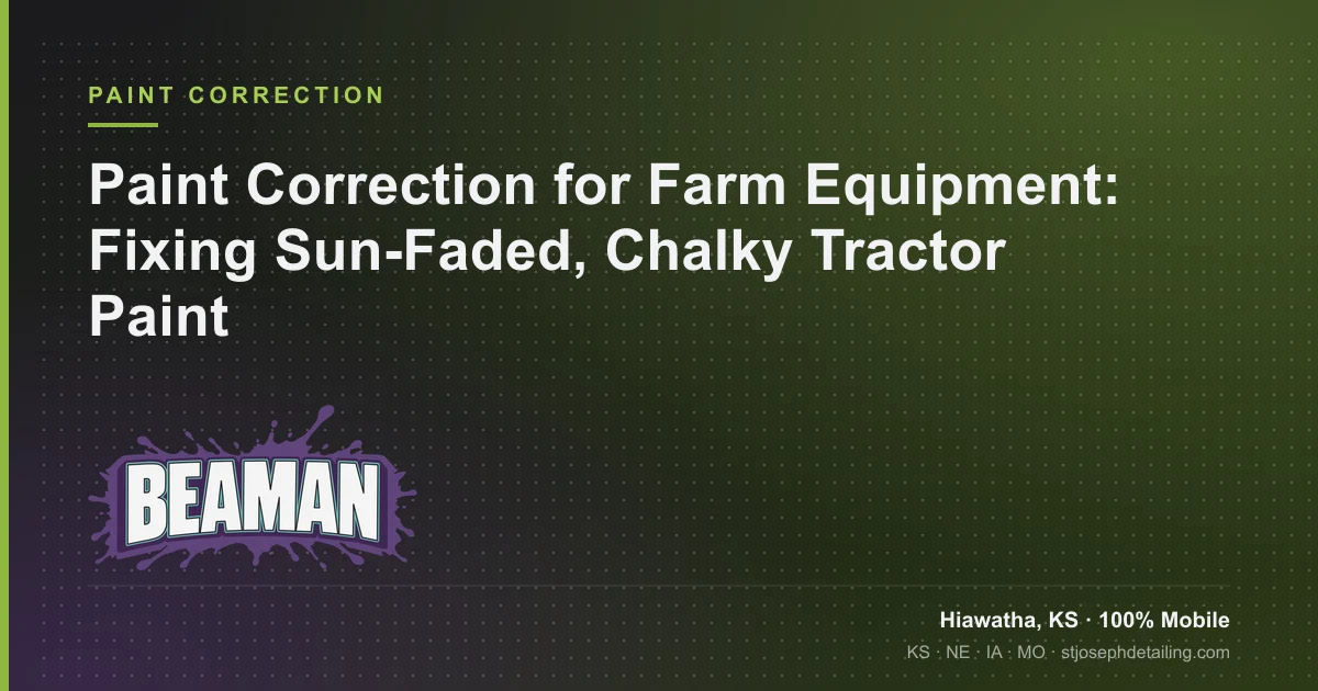 Paint correction for tractors restoring faded, chalky oxidized farm equipment paint — Beaman LLC, Hiawatha KS