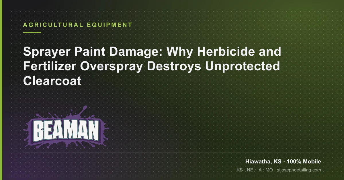 Sprayer paint damage from herbicide and fertilizer overspray and ceramic coating for sprayers — Beaman LLC, Hiawatha KS